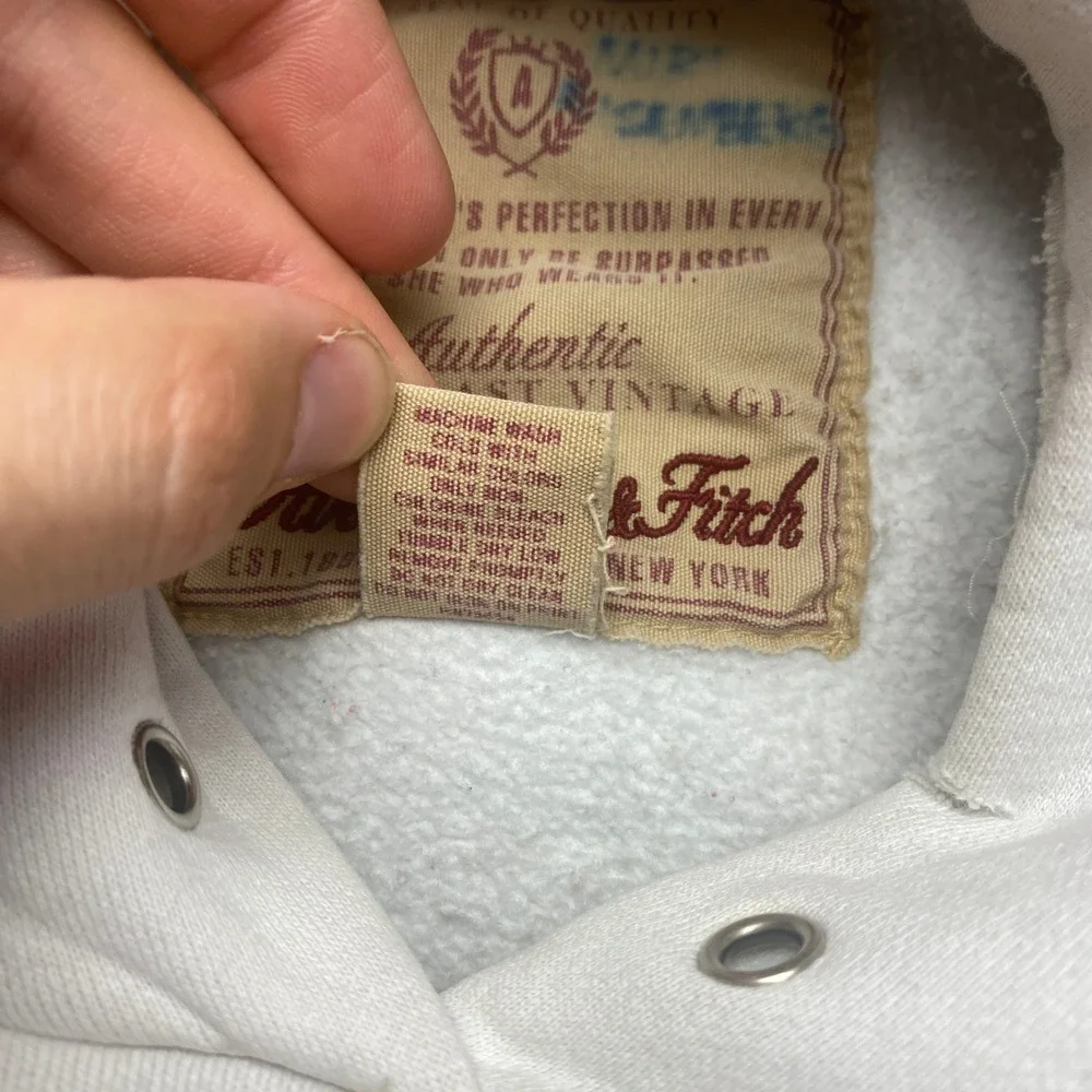 Abercrombie and Fitch Hoodie Womens Large Vintage White Green Logo Spellout - Picture 6 of 6